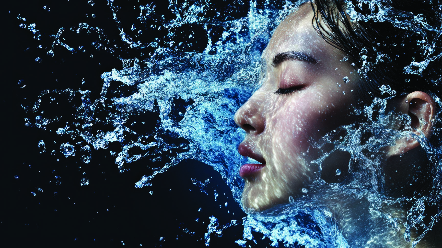 HydraFacial Deluxe treatment image with water and glowing hydrated skin