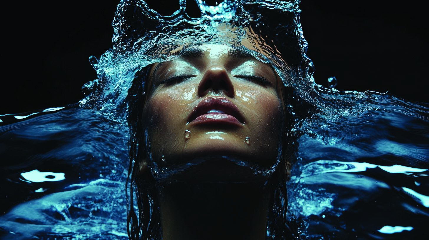 HydraFacial Platinum treatment image with water and luminous hydrated skin